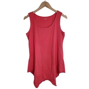Garnet Hill Tank Top Women's Small Hankerchief Hem Pima Cotton Pink